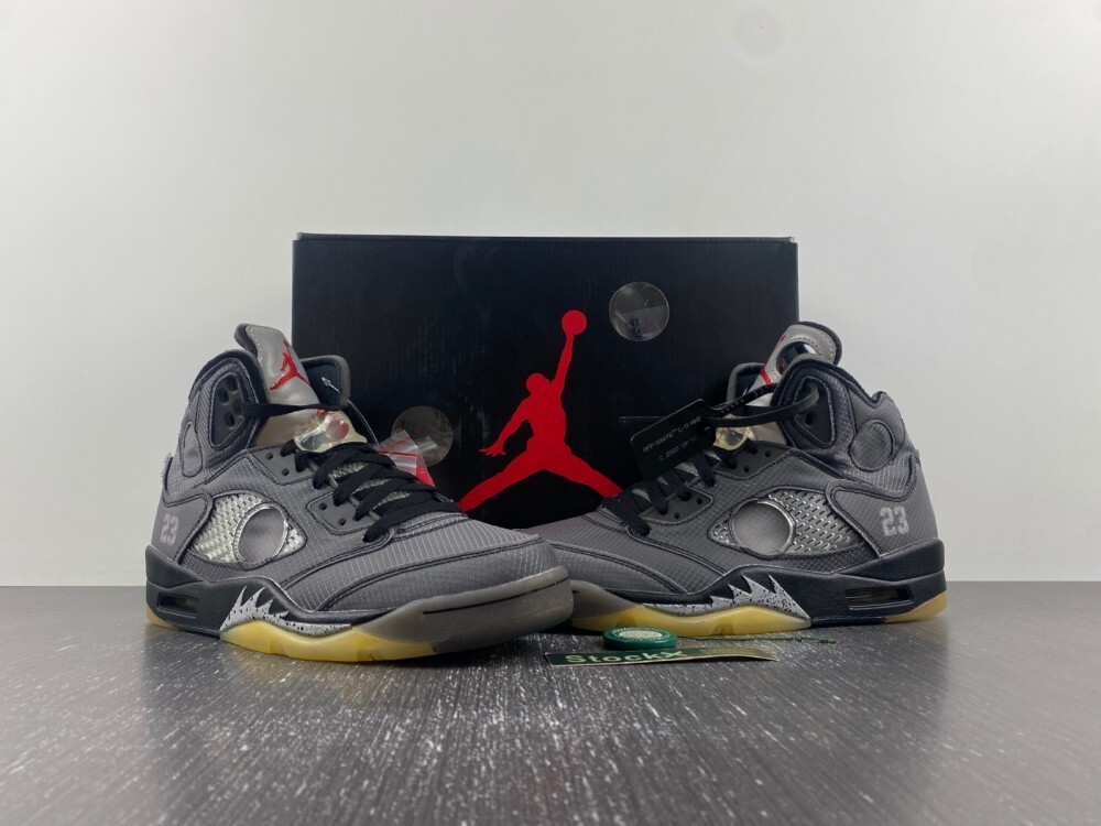 Jordan 5 reps Off-White grey black H12 batch